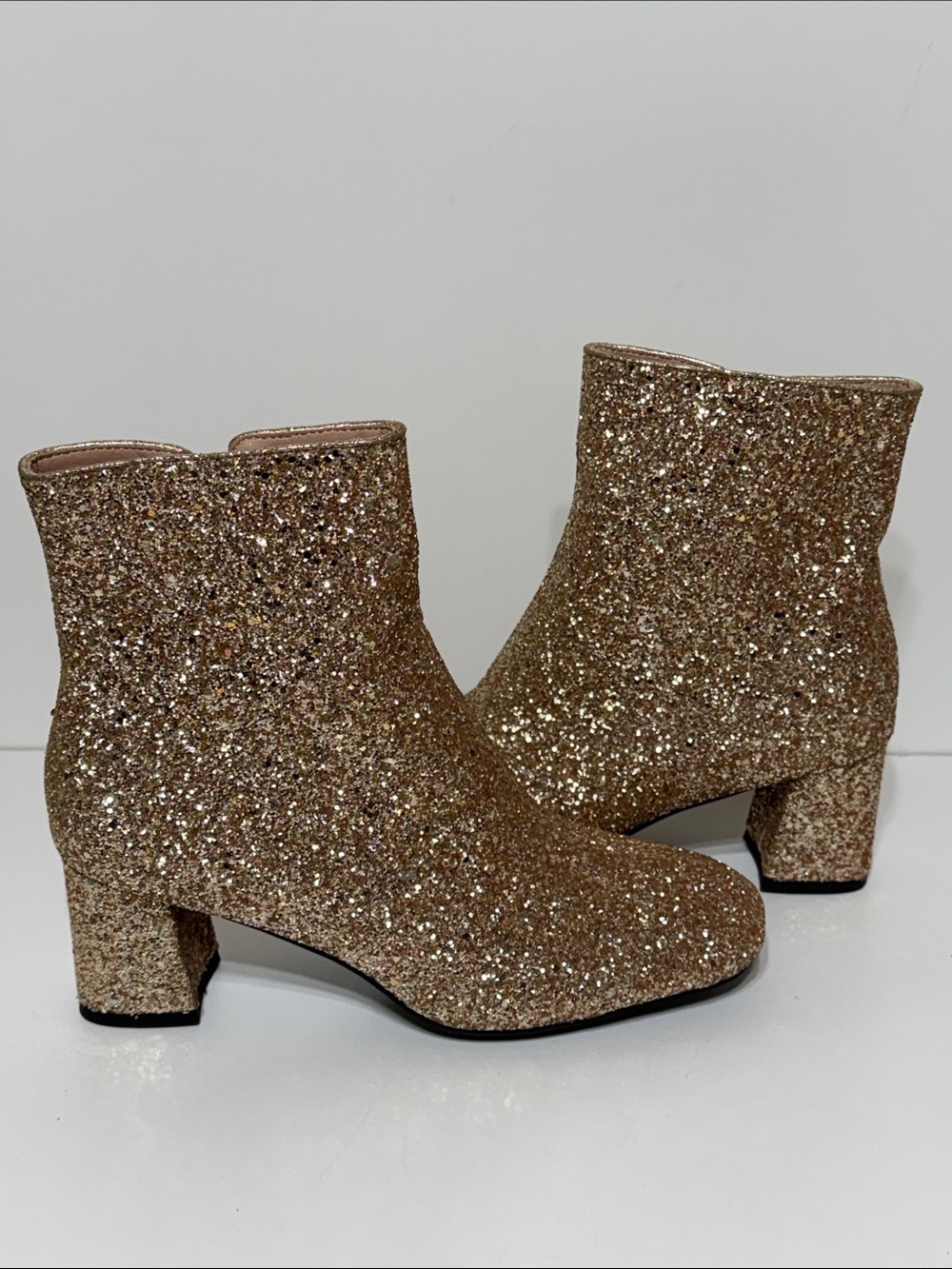 Gold Glitter Ankle Booties New
